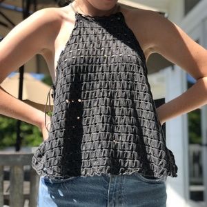 Free People Black Holed Top